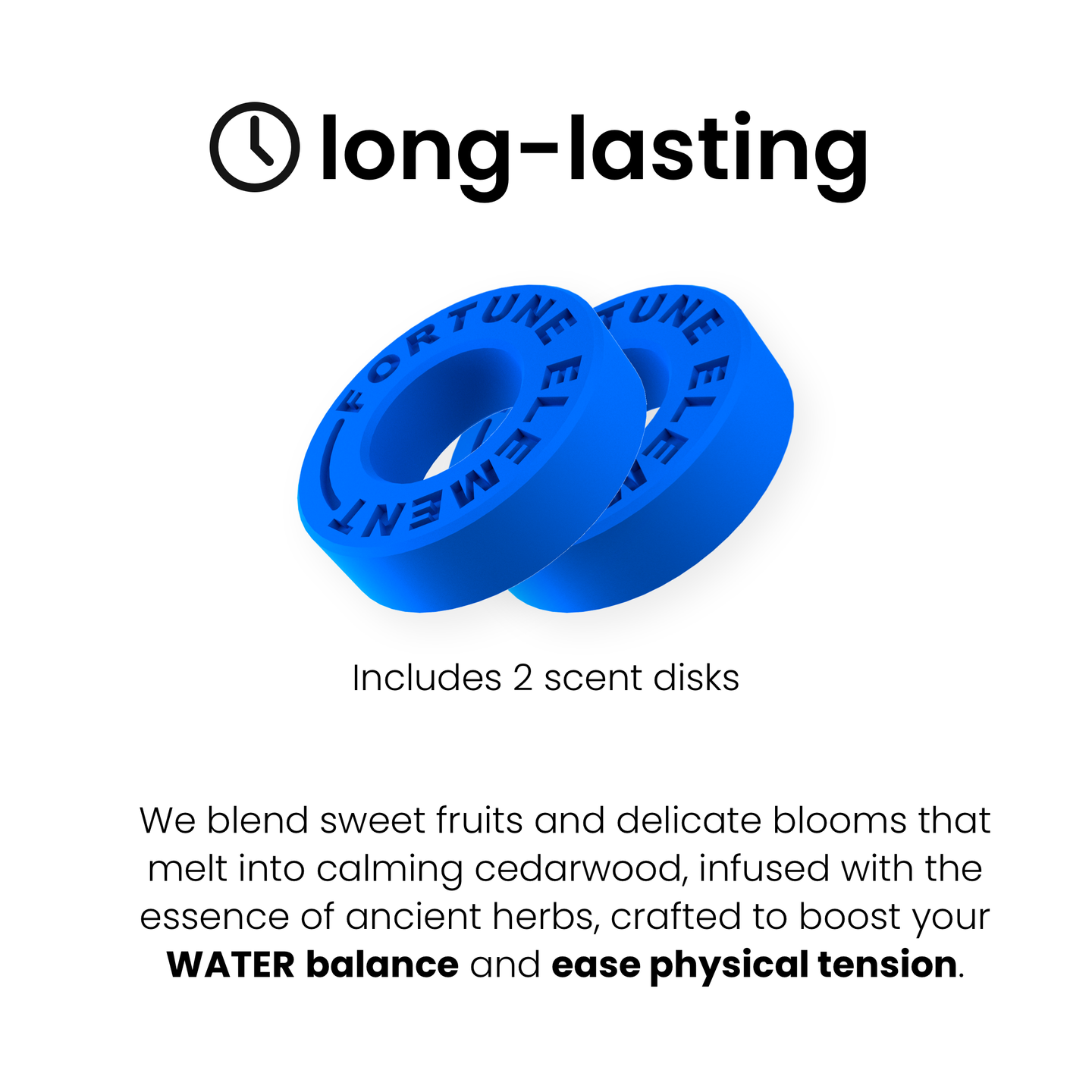 A showcasing the two scents, they are included items for fortune element car diffuser set.